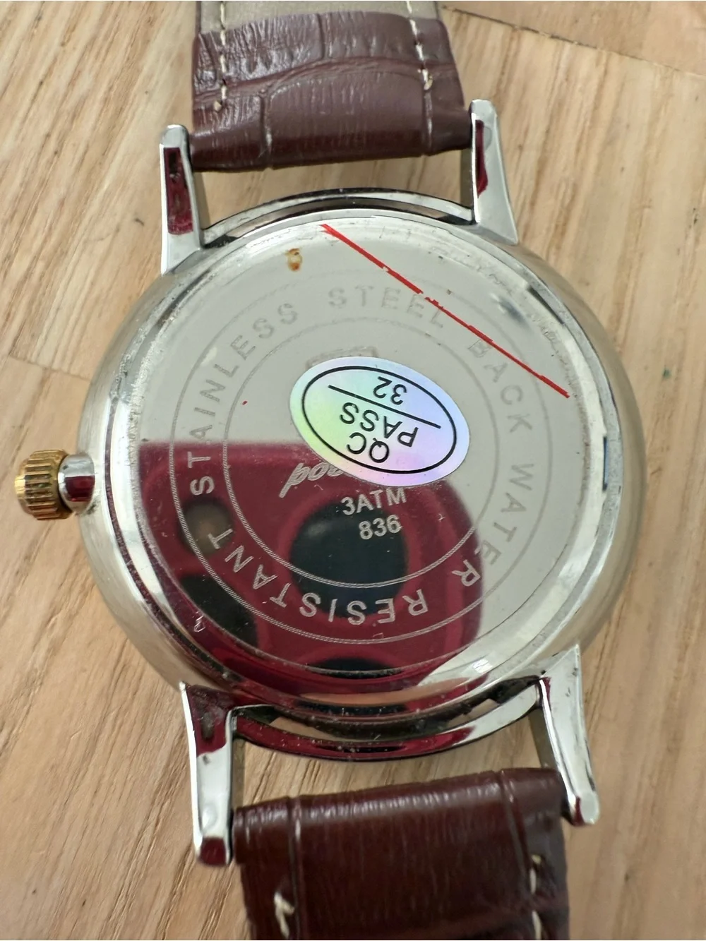 Poedagar men’s gold tone brown leather fashion watch NEW BATTERY